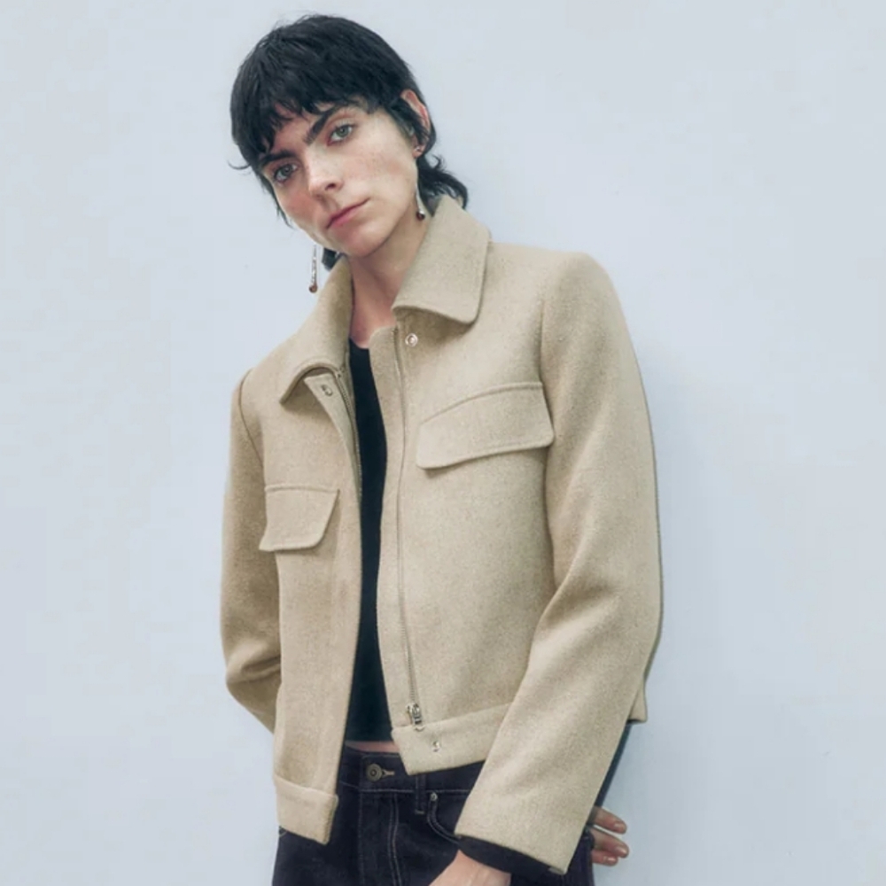 NWT URBAN REVIVO CROPPED FLAP POCKET JACKET - Picture 2 of 16